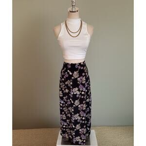 Vintage 1990s Wrapper Floral High Waisted Maxi Skirt Grunge Small